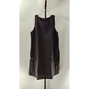 Quince Women 100% European Linen Tank Mini Dress Black Basic Sleeved M